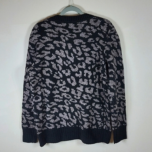 Nina Leonard Womens V Neck Pullover Sweater Ribbed Cuff/Hem Black Gray Large - Picture 5 of 5